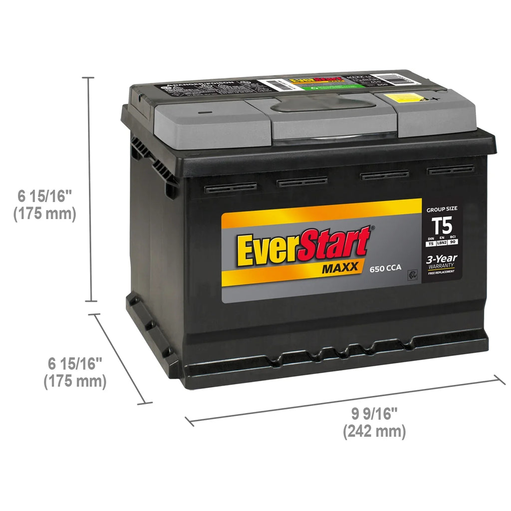 EverStart Maxx Lead Acid Automotive Battery, Group Size T5 12 Volt, 650 CCA 95 RC - image 7