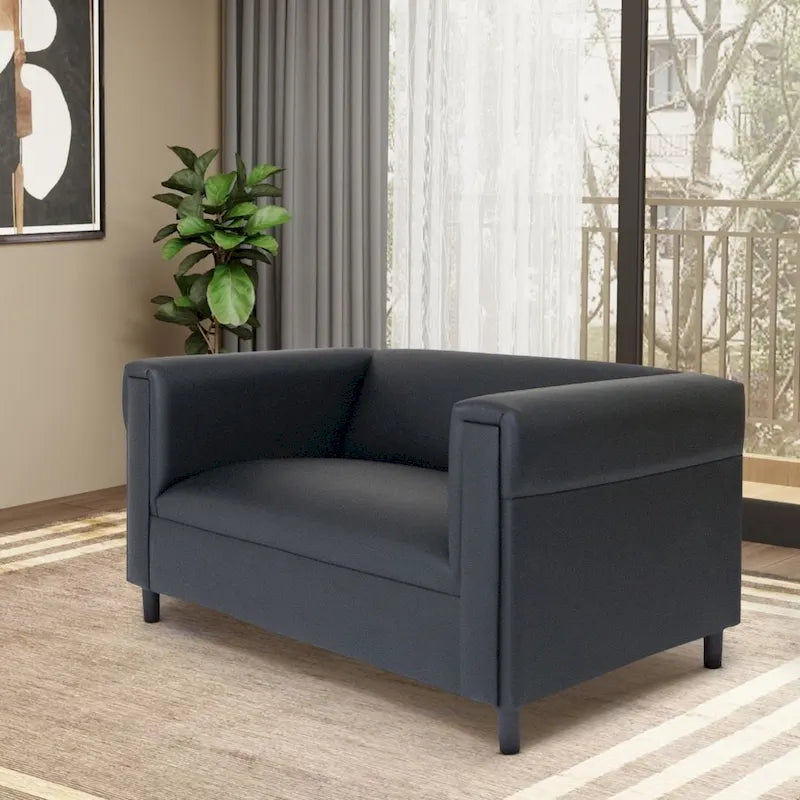 Mid-Century Modern Loveseat Sofa by Coast to Coast - Upholstered Faux Leather with Solid Wood Frame - image 2