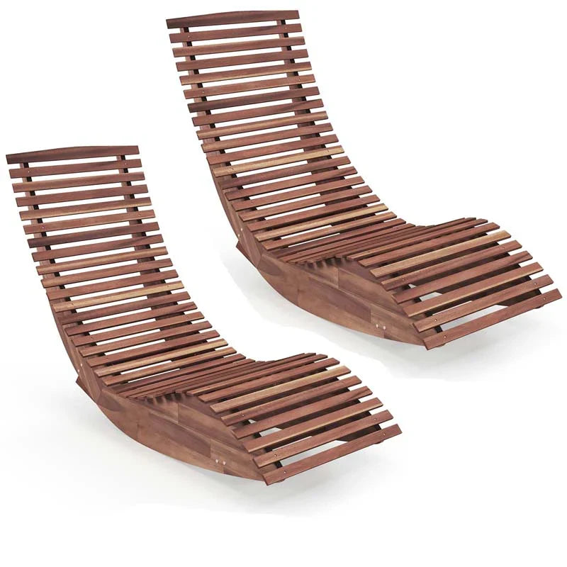 Acacia Wood Outdoor Patio Rocking Chair With Widened Slatted Seat Amp High Back Porch Rocker Sun Lounger For Backyard Garden 