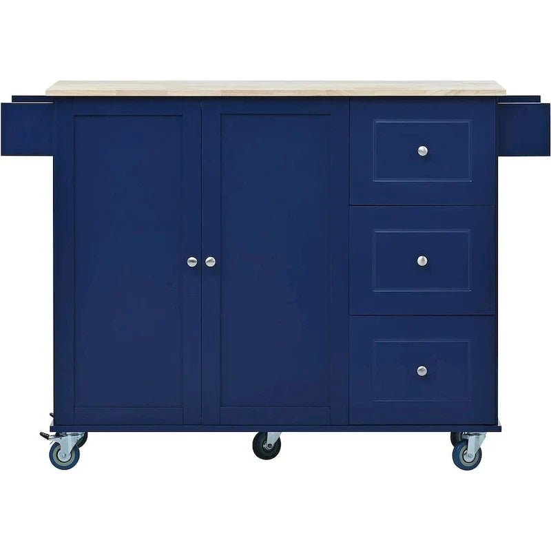 Mobile Kitchen Island on Wheels with Drop Leaf and Solid Wood Top - image 23