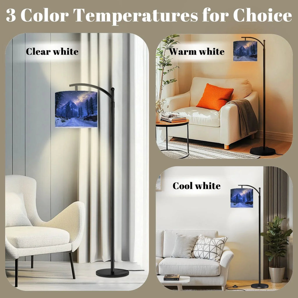 Arc Floor Lamp, 3 Color Temperatures Modern Floor Lamps Fall Autumn Maple Tree Forest Adjustable Tall Standing Reading Lamp with Linen Texture Shade - image 38