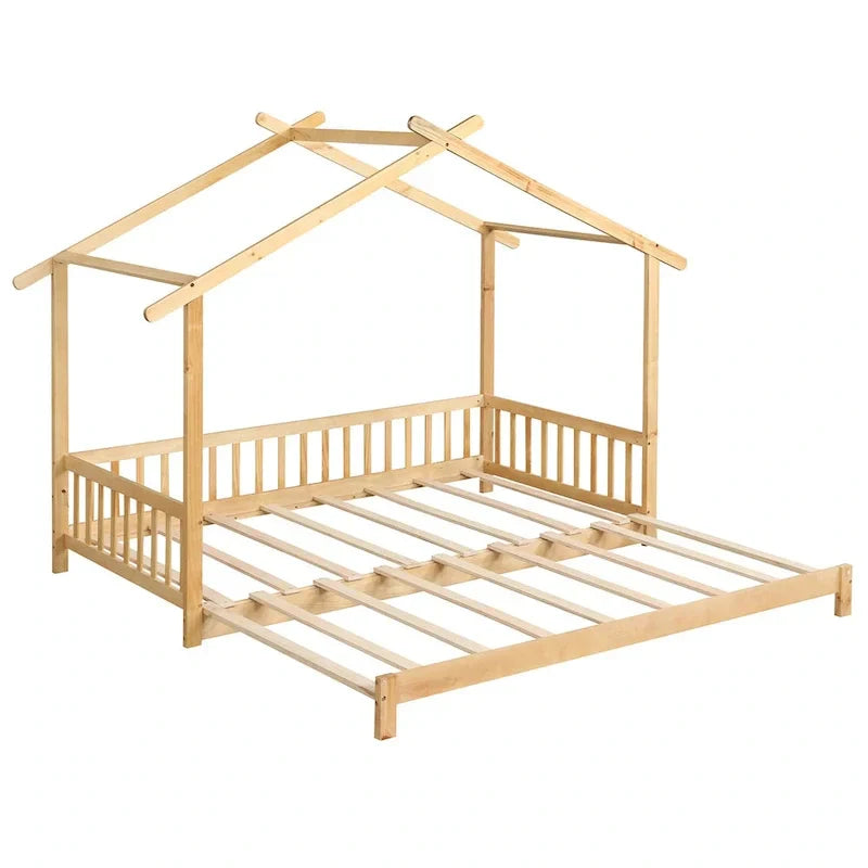 Gymax Twin to King Wooden House Bed Daybed with Safety Rails & Customizable Design - image 24