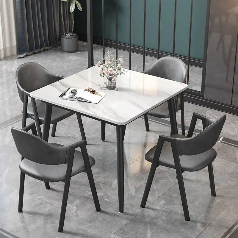 Contemporary Slate Kitchen Dining Table with Sintered Stone Surface and Metal Legs (Table Only) - 31.5 x 31.5 x 30 inches - image 1