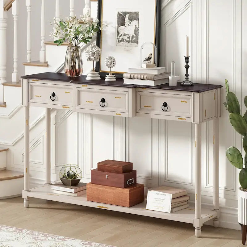 Entryway Console Table with Drawers and Extended Shelf - image 3