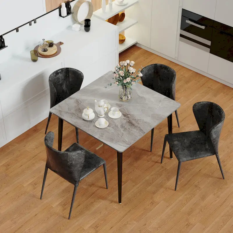 Contemporary Slate Kitchen Dining Table with Sintered Stone Surface and Metal Legs (Table Only) - 31.5 x 31.5 x 30 inches - image 14