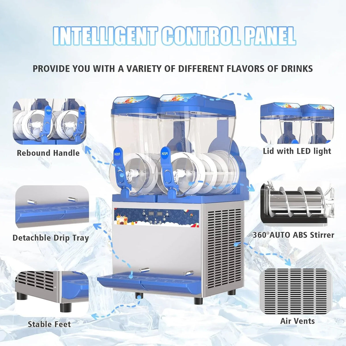 Commercial Slushy Machine - 1000W 30L Tanks Slush Maker Machine 304 Stainless Steel Commercial Margarita Machines Efficient C