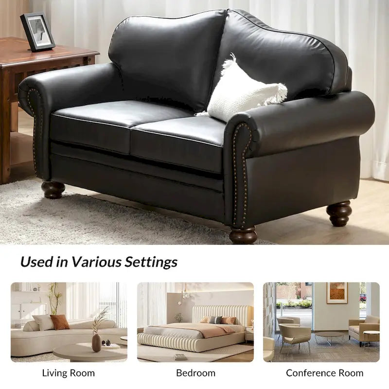 Angel Transitional Genuine Leather Sofa with Tufted Backrest by HULALA HOME - image 14