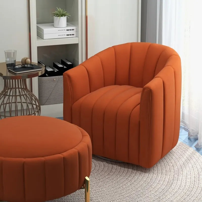 Swivel Accent Chair with Ottoman Set and Upholstered Cushion - image 28