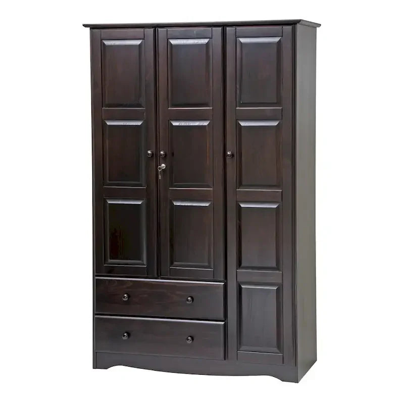 3-Door Wardrobe Armoire - White/Mocha/Java - Solid Wood - image 13