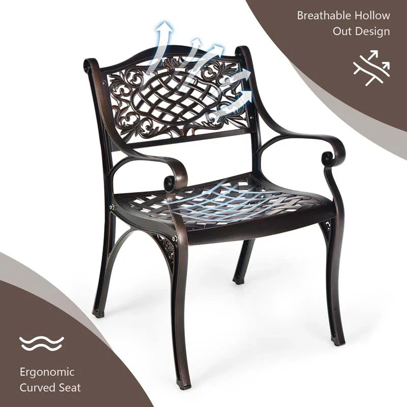 2/4Pcs All-Weather Cast Aluminum Chairs with Armrests & Curved Seats, Outdoor Dining Chairs Patio Bistro Armchairs - image 13