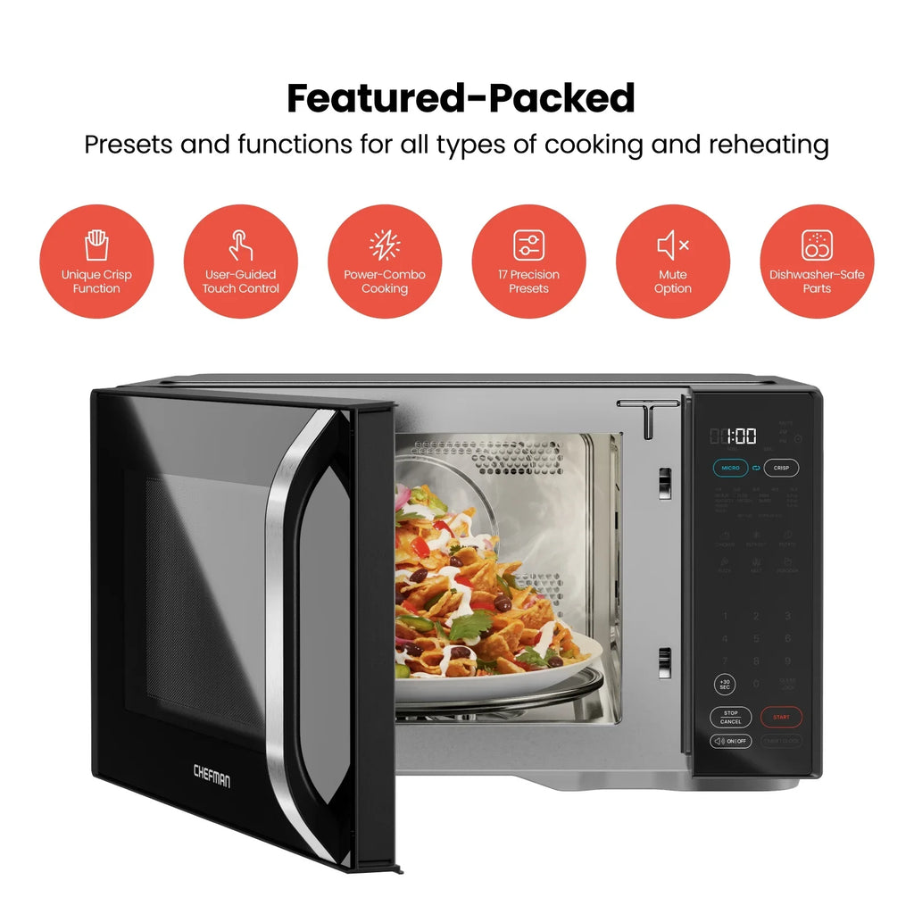 Chefman Microcrisp 1.1 cu. ft. Countertop Microwave Oven + Crisper, 1800 Watts - Black - image 6