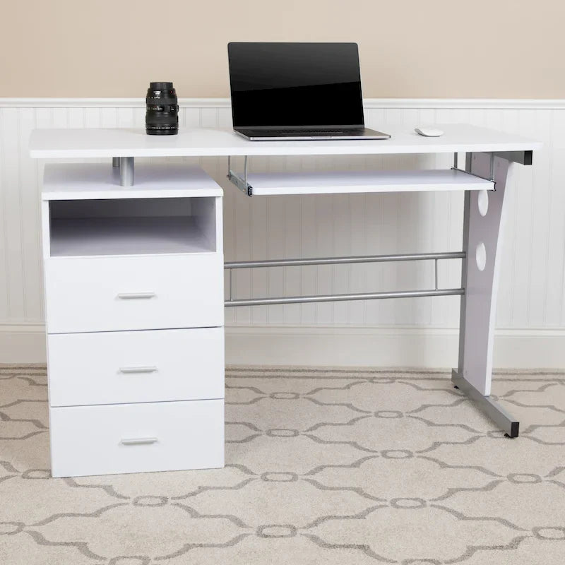 3-Drawer Pedestal Computer Desk with Keyboard Tray - image 6