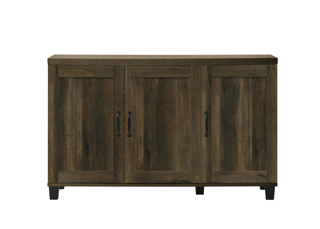 Qumbnk Wood Shoes Storage Cabinet with Handle, 3 Door Accent Cabinet for Living Room, Bedroom, Dark Brown - image 3