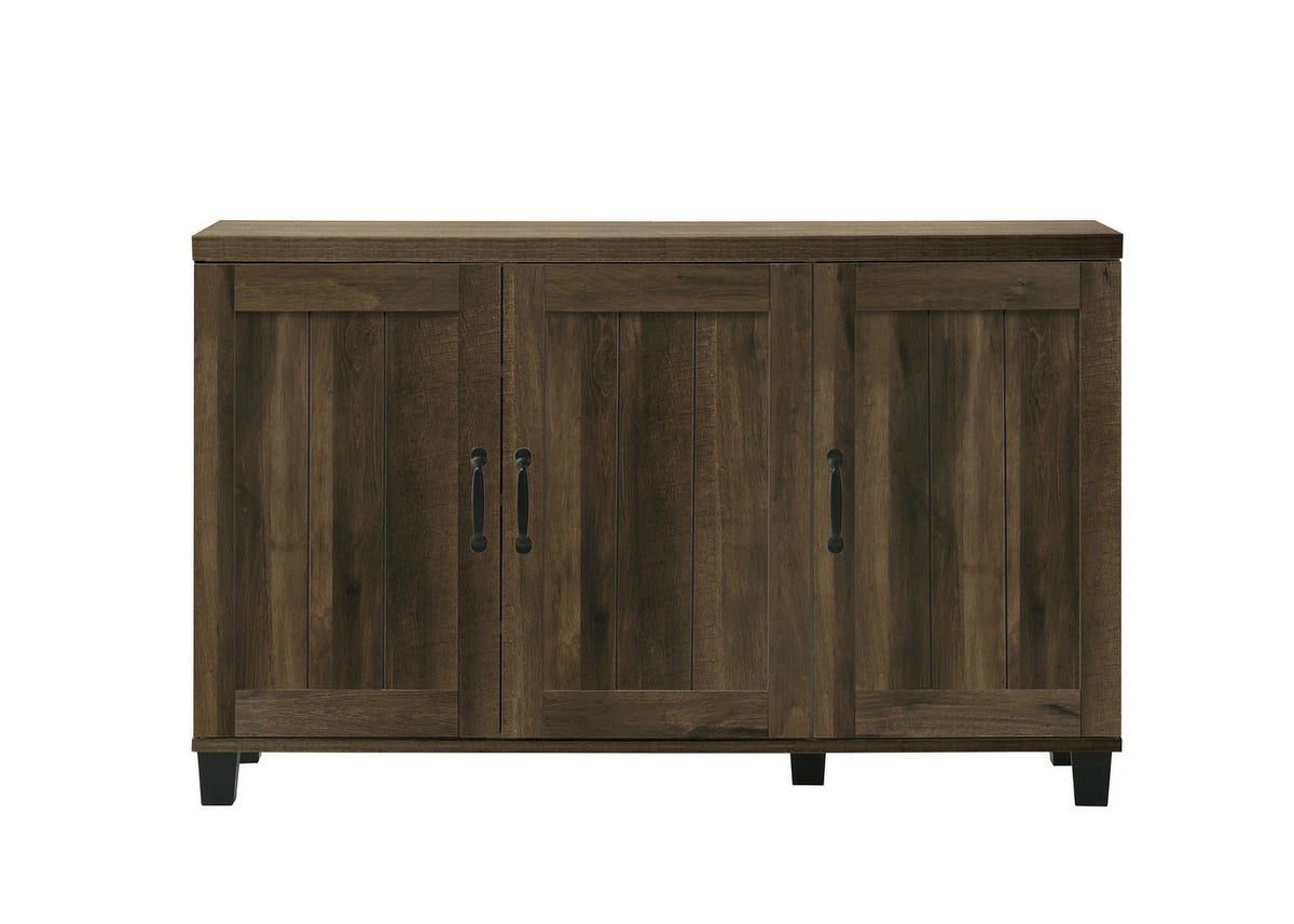 Qumbnk Wood Shoes Storage Cabinet with Handle, 3 Door Accent Cabinet for Living Room, Bedroom, Dark Brown - image 3