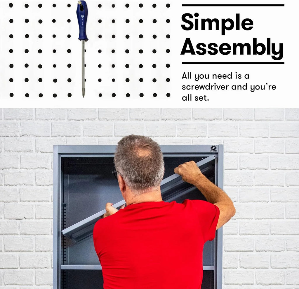 Heavy Duty Metal Garage Locker - 71 "tall large steel multipurpose locker with adjustable shelves and door locks - black and silver - image 6