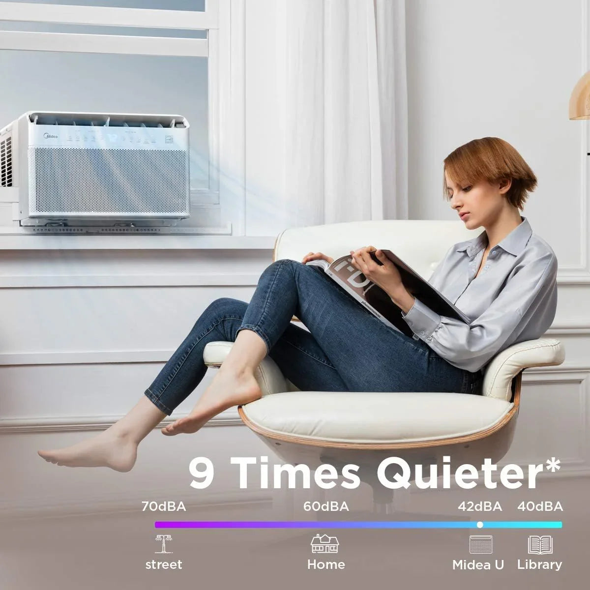 U-Shaped Inverter Window Air Conditioner 12,000BTU with Open Window Flexibility, Robust Installation,Extreme Quiet, 35% Energ