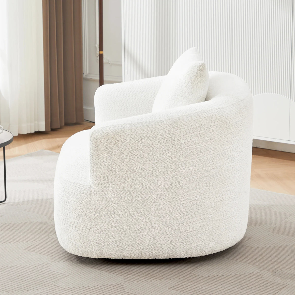 Harper & Bright Designs 360- Swivel Accent Chair, Barrel Chair Swivel Upholstered Sofa Chair with Cushion for Living Room Office, Beige - image 12