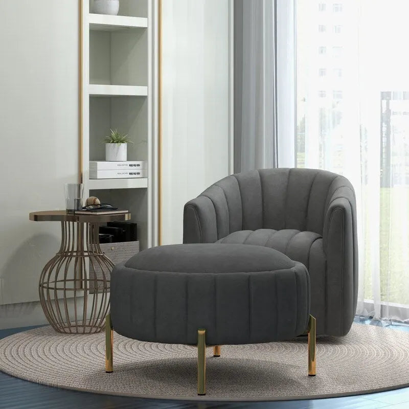 Swivel Accent Chair with Ottoman Set and Upholstered Cushion - image 11