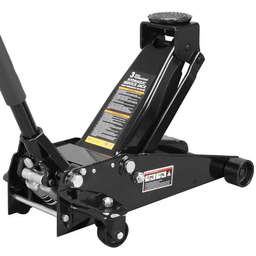 3 Ton Floor Jack Hydraulic Heavy Duty Steel Car Jack with Quick Lift Dual Pump,Black,W8303-B