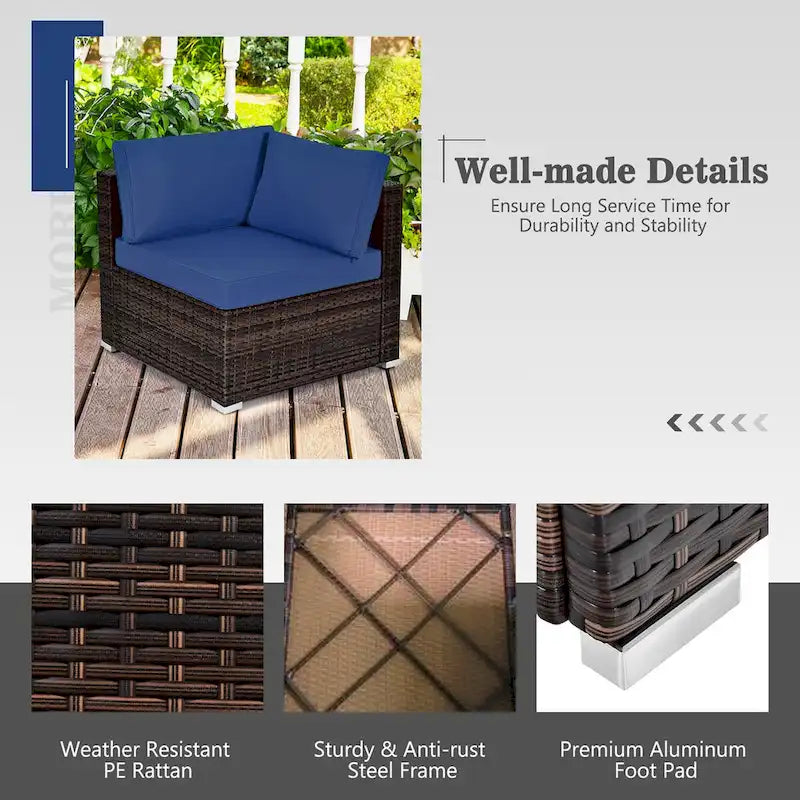 8PCS Patio Rattan Furniture Set Fire Pit Table Tank Holder Cover Deck - image 6