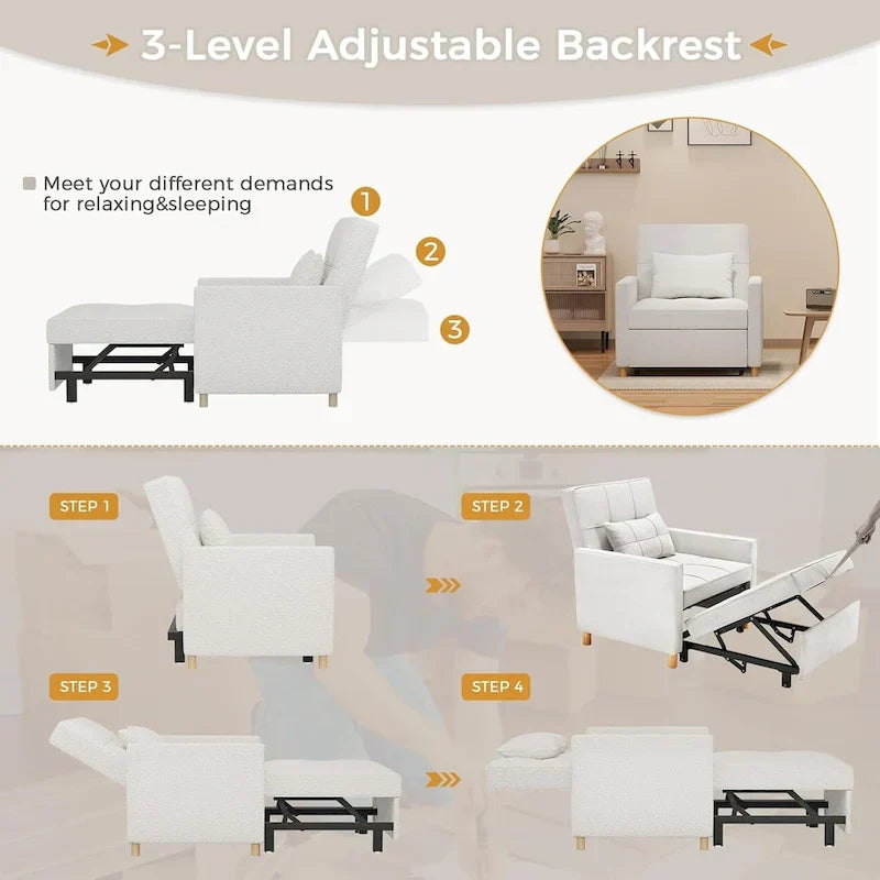 AECOJOY 3-in-1 Convertible Sleeper Sofa Chair with Pillow and Adjustable Backrest - image 18