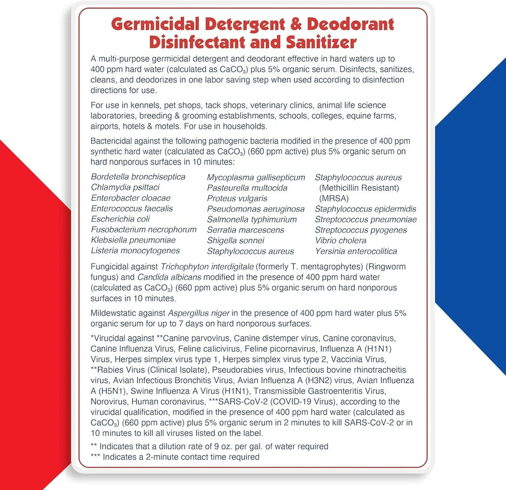 1-Step Kennel Cleaner - EPA Registered Liquid Concentrate Disinfectant and Deodorizer, Effective Against Bacteria and Viruses
