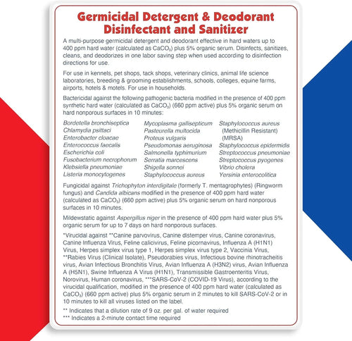 1-Step Kennel Cleaner - EPA Registered Liquid Concentrate Disinfectant and Deodorizer, Effective Against Bacteria and Viruses