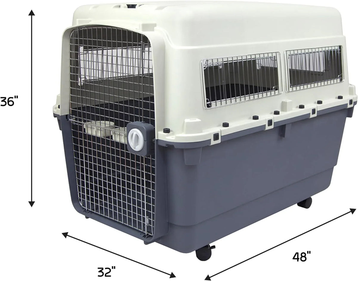 Designs Plastic Kennels Rolling Plastic Airline Approved Wire Door Travel Dog Crate, XXX-Large, Gray - image 56