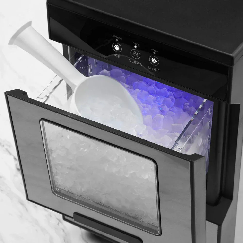 44 Lb. Portable Nugget Icemaker with Auto Shut-Off - Stainless steel