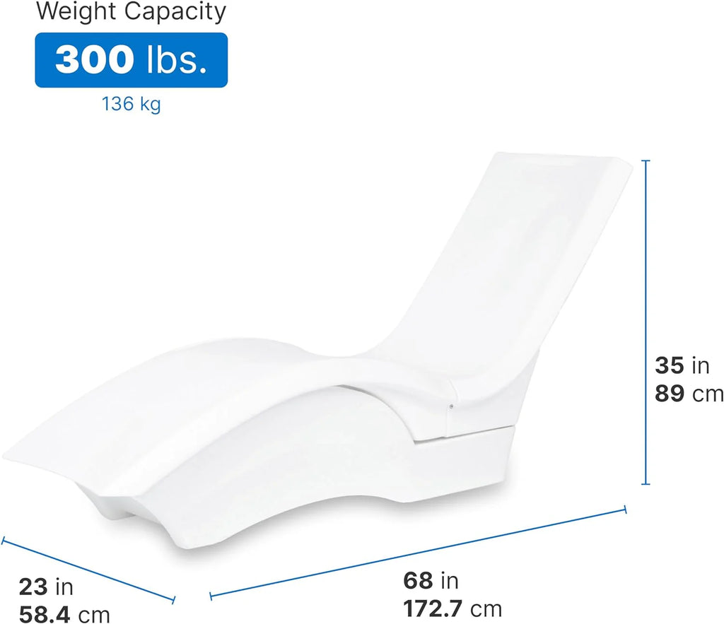 Pool Lounger, Fade-Resistant, Waterproof Patio Furniture, Pool Lounge Chair for Sun Shelf, Use in Pools with Shelves Up to 9-Inches Deep or Outside Pool Deck, Weighted, White - image 18
