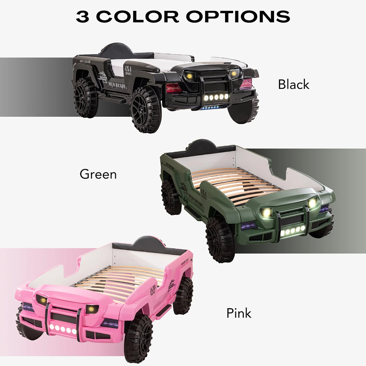 Furniture of America Terra Kids Plastic Twin SUV Bed with LED and Sound, Black - image 18