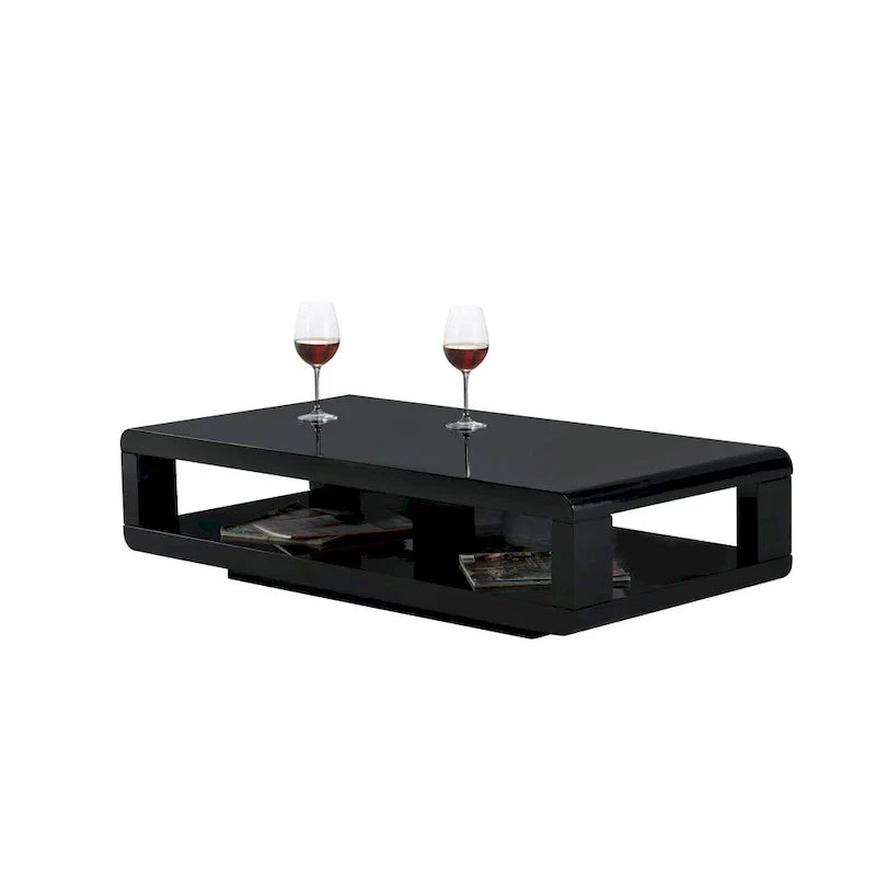 Artiva CASA Contemporary Glossy Black Lacquer Coffee Table - 48" x 24" x 12" - image 2
