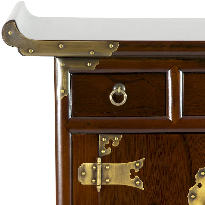 Handcrafted Korean Antique-Style 3-Drawer End Table Cabinet - image 4