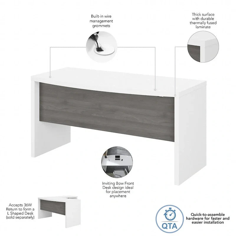 Bush Business Furniture Echo 60W Bow Front Desk - image 29