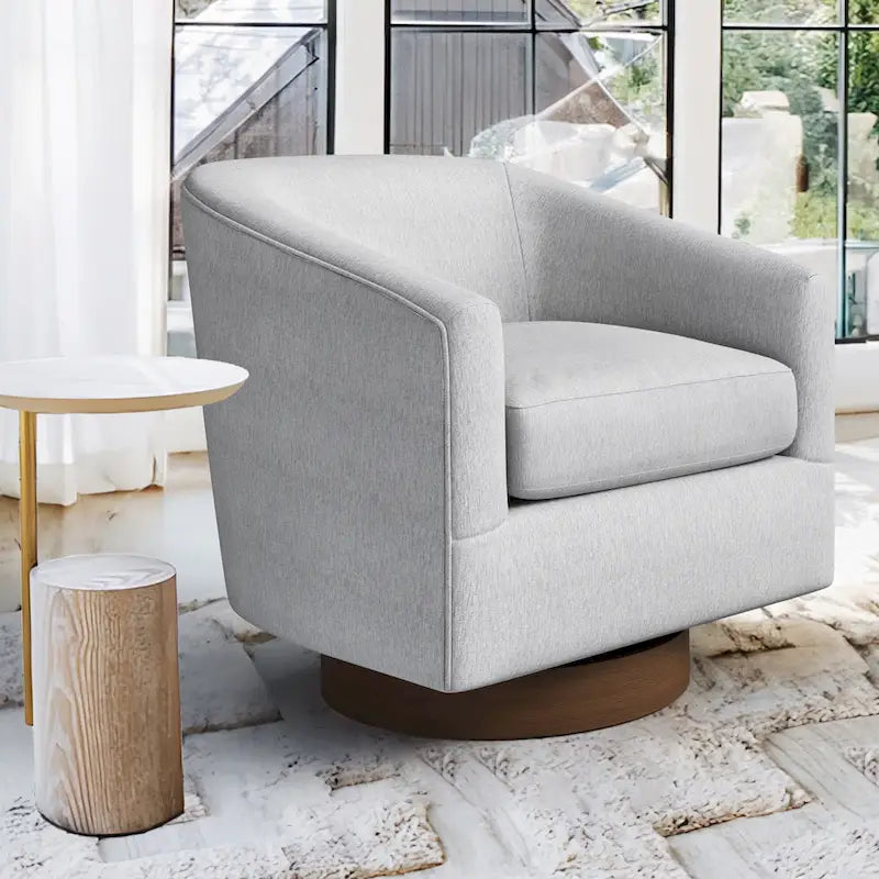 LUE BONA Contemporary Upholstered Wooden Barrel Swivel Accent Chair for Living Room - image 19