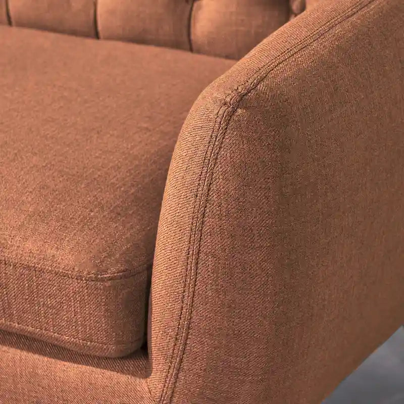 Mid Century Tufted Sofa with Cushioned Seat and Wooden Legs - image 8