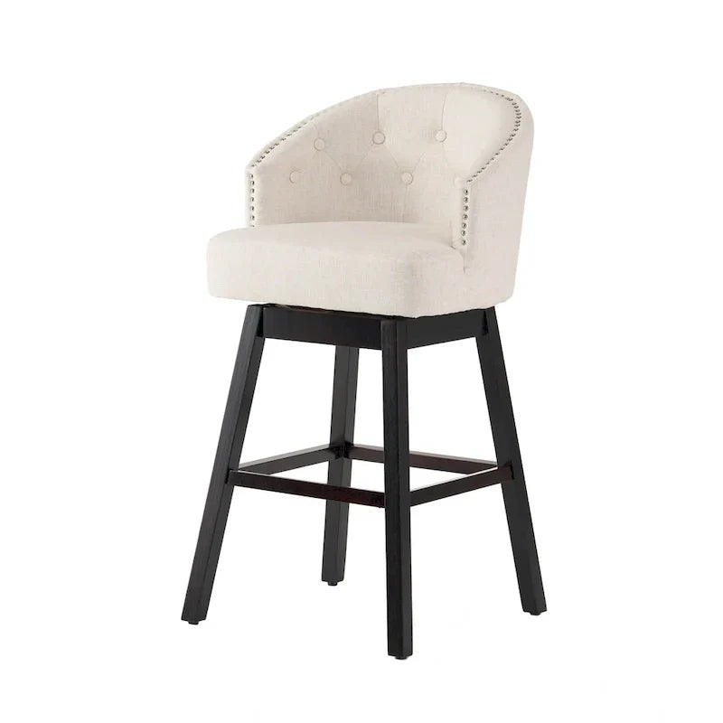 Swivel Bar Stool Set with Tufted Upholstered Seat and Wooden Frame - image 10