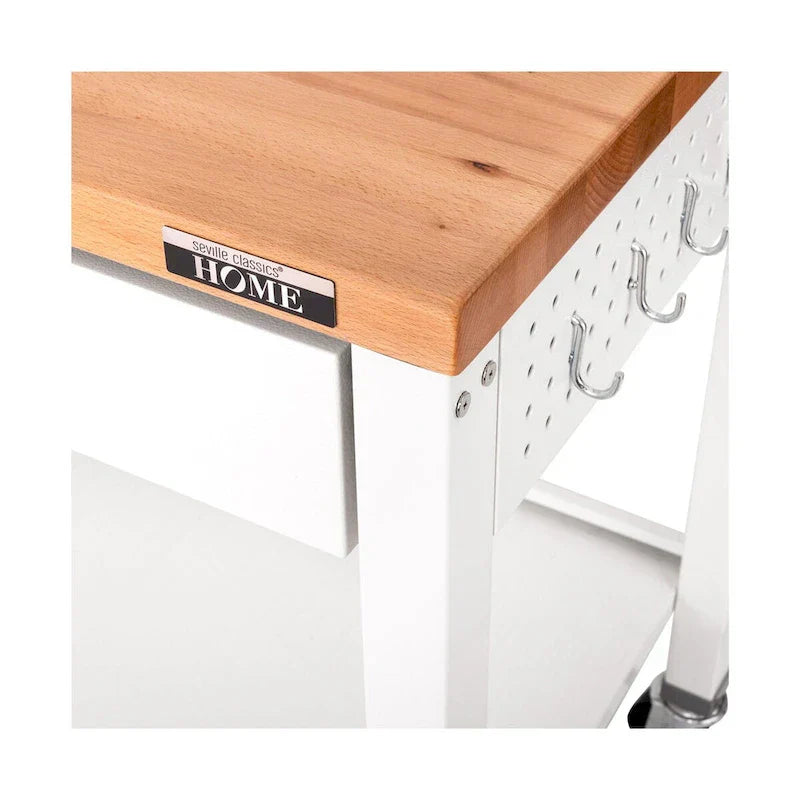 Seville Classics HOME Work Center Island Table with Solid Wood Top, 48 W x 24 D x 36 H, White - image 5