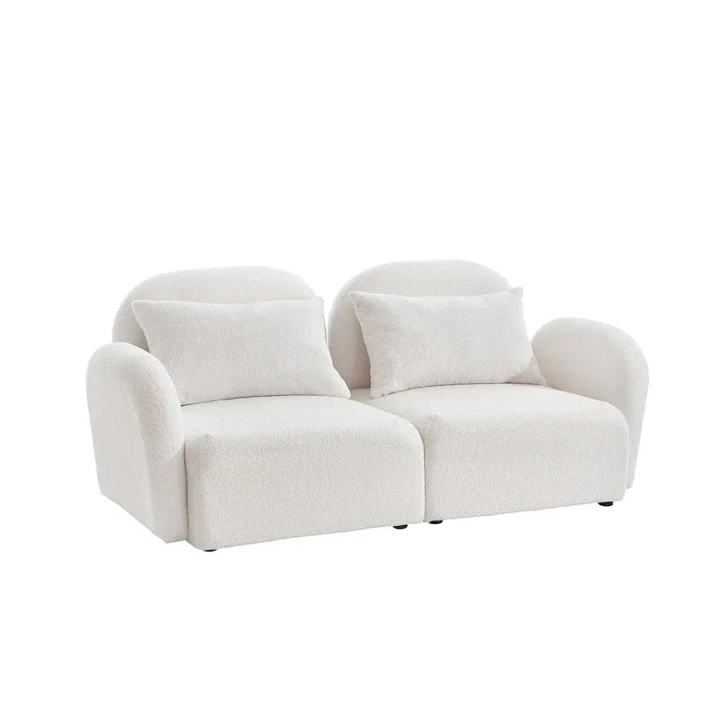 White Teddy Fabric Lazy Loveseat for Living Room - image 12