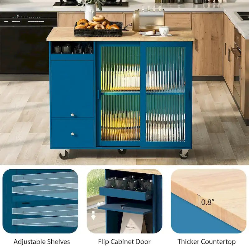Merax Spacious Kitchen Island Cart with Adjustable Shelf and Dual Drawers - image 27