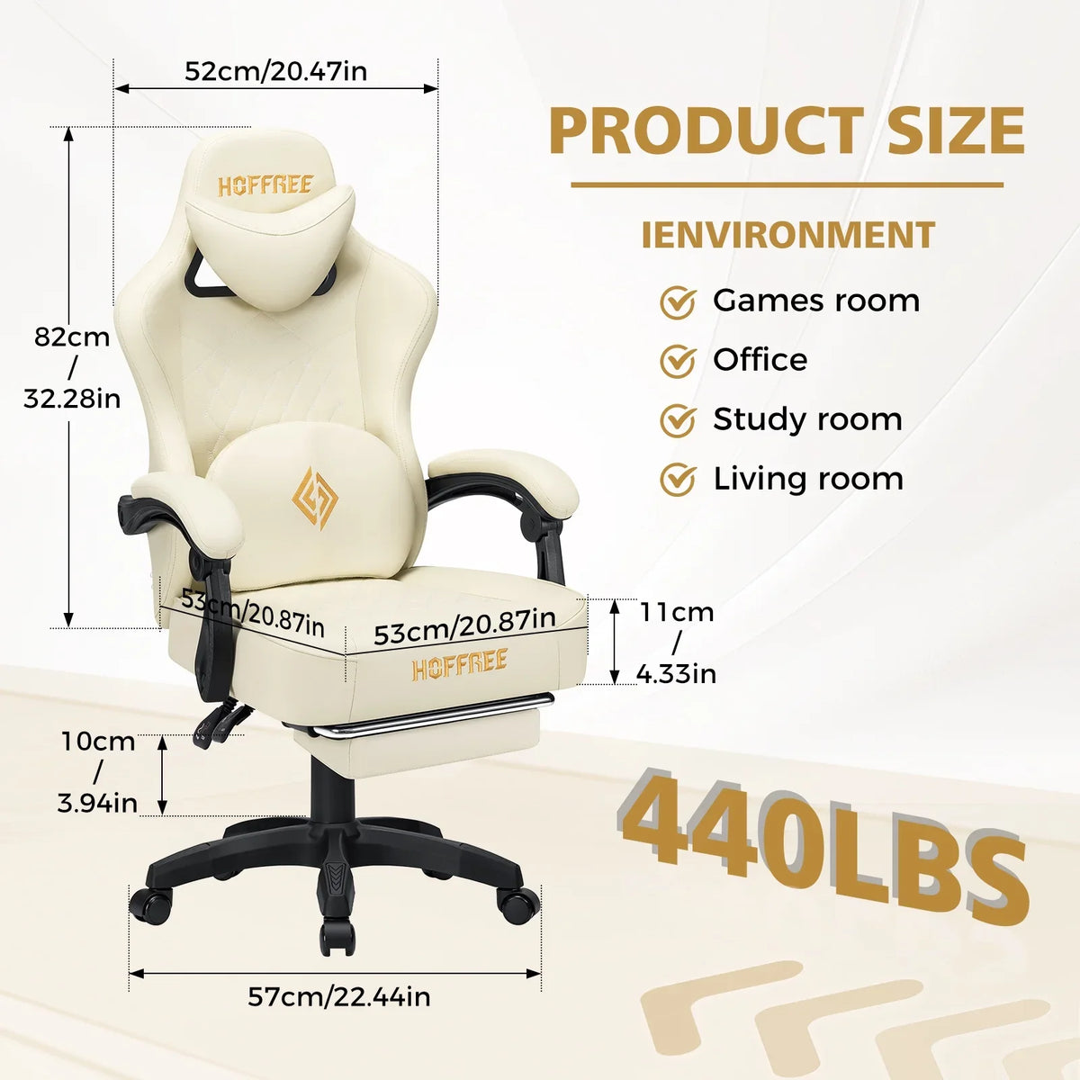 Hoffree Gaming Chair with Massage and Footrest Big and Tall Gamer Chair with Headrest and Lumbar Support PU Computer Game Chair for Adults Office - image 61