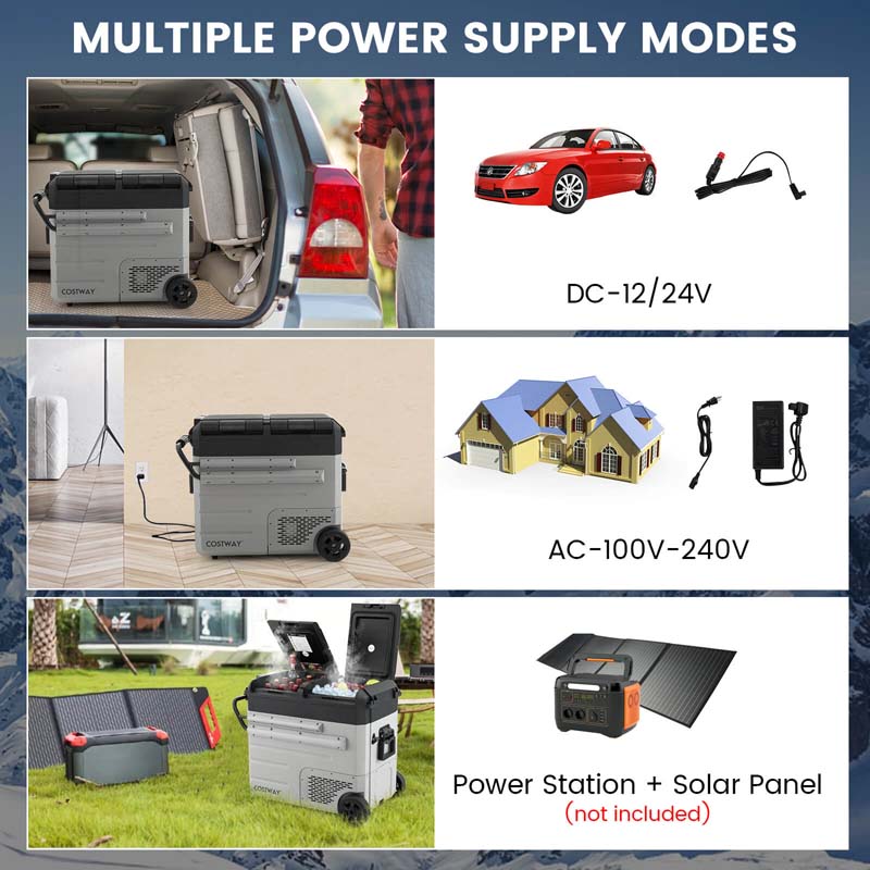 40-Quart Dual-zone Car Refrigerator with Wheels, 12V/24V DC & 100-240V AC Portable Car Fridge Cooler Freezer - image 18
