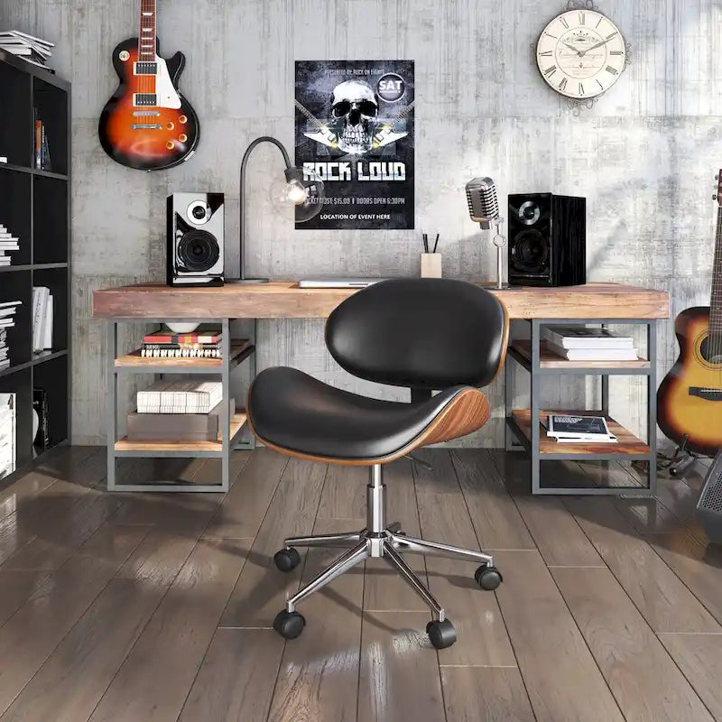 Mid-Century Modern Adjustable Office Chair with Swivel & Casters - image 3