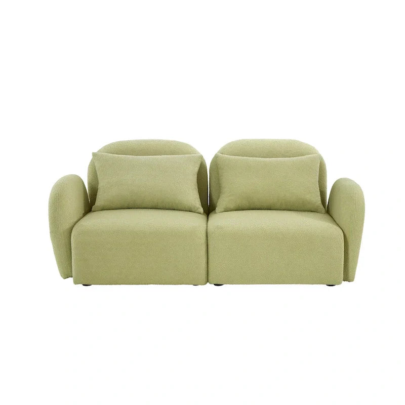White Teddy Fabric Lazy Loveseat for Living Room - image 7