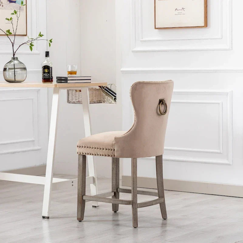 Carter 24-Inch Wingback Tufted Counter Stool with Antique Grey Legs and Nailhead Trim - image 25