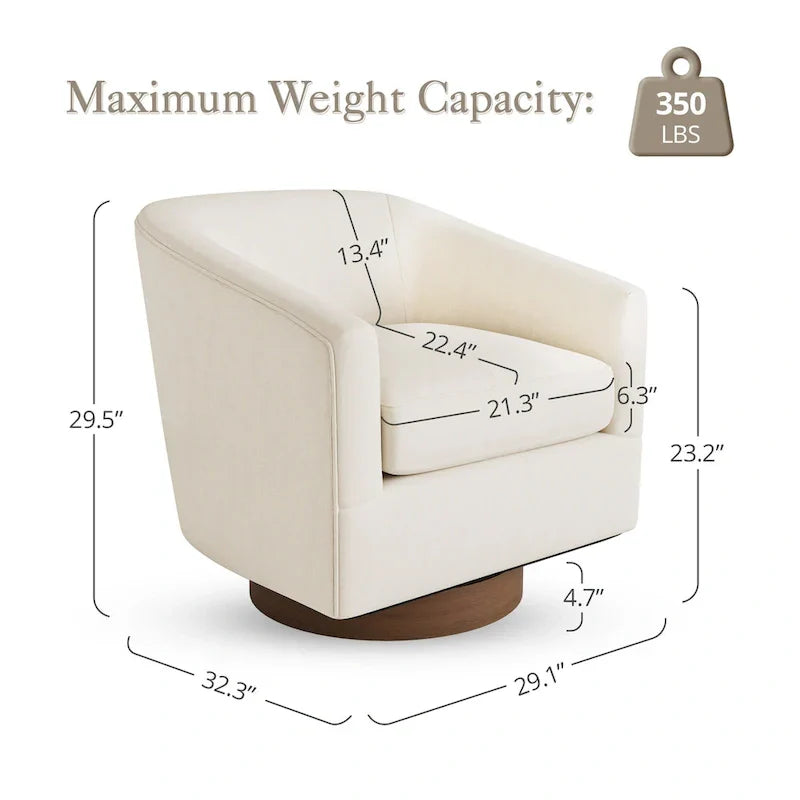 LUE BONA Contemporary Upholstered Wooden Barrel Swivel Accent Chair for Living Room - image 15