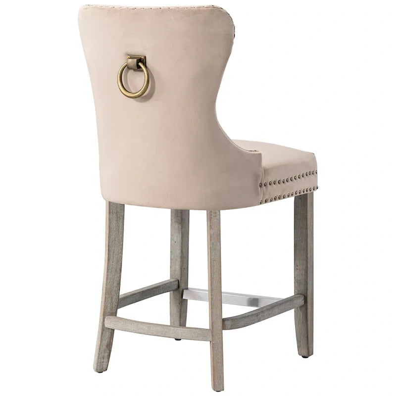 Carter 24-Inch Wingback Tufted Counter Stool with Antique Grey Legs and Nailhead Trim - image 32