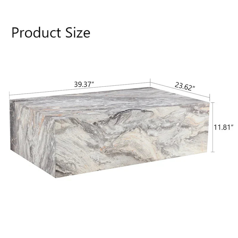 Contemporary Rectangular Coffee Table with Sturdy Base and Imitation Marble Finish for Living Room - image 20