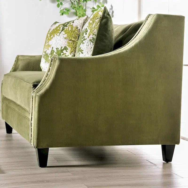 Olie Green Solid Wood Padded Loveseat - Transitional Style by Furniture of America - image 2