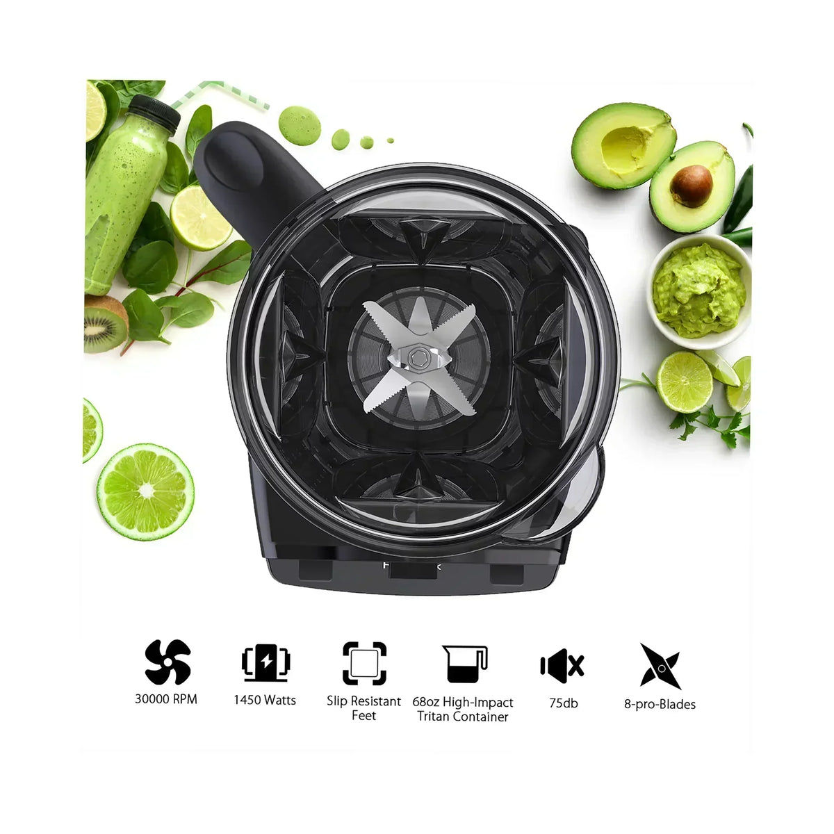 Professional Blender with 1450-Watt Motor & 68 oz Dishwasher-Safe Total Crushing Pitcher, Black